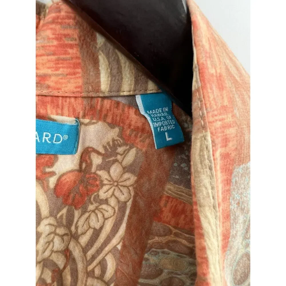 Tori Richard Men’s Short Sleeve Shirt Button Down Orange Tan Floral Size L EUC - Picture 4 of 10